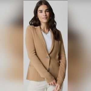 J.CREW Cotton Knit Blazer Cardigan 1 Button Tan Beige Size M